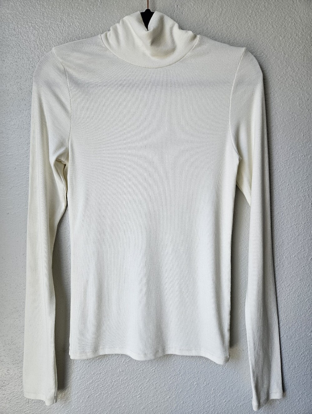 Joah Brown West End Ribbed Long Sleeve Turtleneck Tee Size Medium Large In Ivory